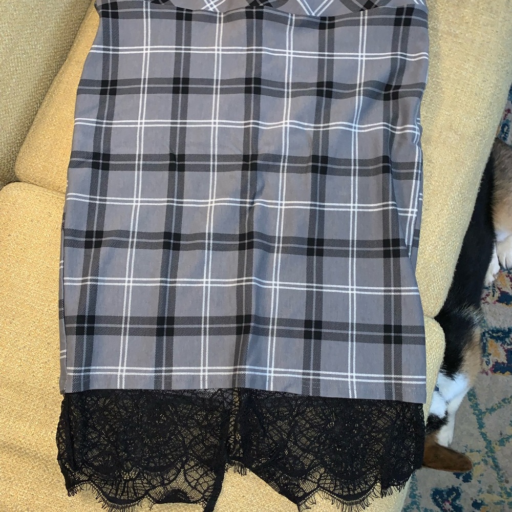 Torrid Plaid and Lace Pencil Skirt